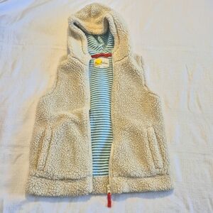 Mini Boden girls size 9-10 years hooded Sherpa fleece jersey lined vest VGUC